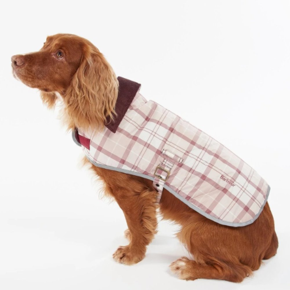 Barbour Wetherham Tartan Dog Coat in dewberry MSRP$100 Lightweight & Waterproof